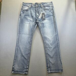True Luck Men's Stretch Straight Denim Blue Jeans Size 40x32 NWT